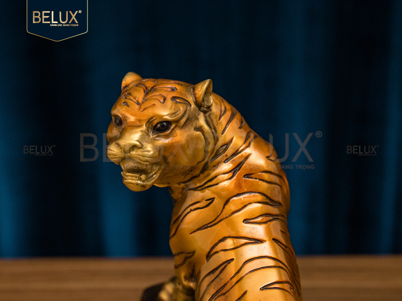 Tượng Hổ Chữ Phúc bằng đồng decor 22x10x17cm